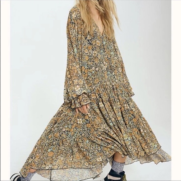 Free People Floral Maxi Dress in Yellow and Cream feeling groovy - Picture 3 of 3